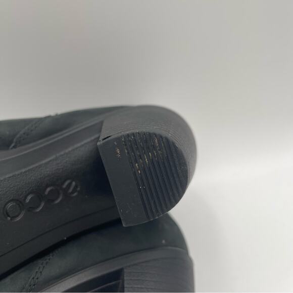 ECCO Boots Black Heeled Leather Nubuck Pull On Elastic Ankle Comfort SZ38(7/7.5) - Picture 9 of 12